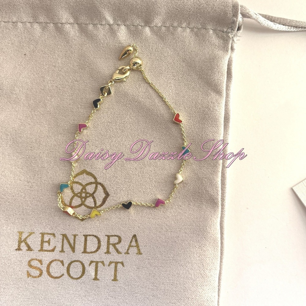 ✨Kendra Scott Haven Heart Gold Plated Chain Bracelet in Multi Mix Color New 🩷
